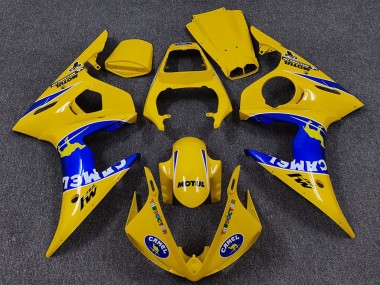 Carénages Moto Yamaha R6 2005 - Jaune Bleu Blanc Chameau Motul