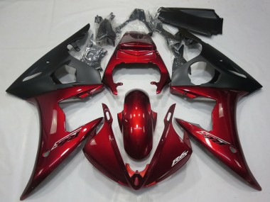 Carénages Moto Yamaha R6 2005 - Rouge Foncé Noir Mat
