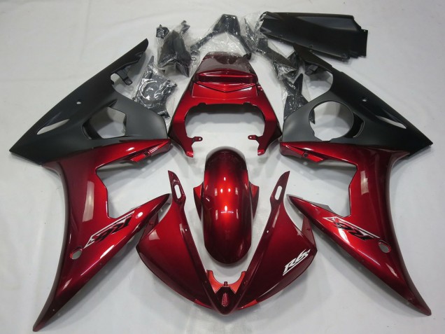 Carénages Moto Yamaha R6 2005 - Rouge Foncé Noir Mat