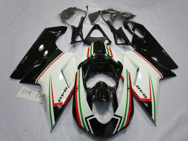 Carénages Moto Ducati 848 2007-2014 - Blanc Rouge Vert Noir Brillant