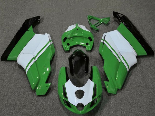 Carénages Moto Ducati 749 999 2003-2004 - Blanc Vert Noir Brillant