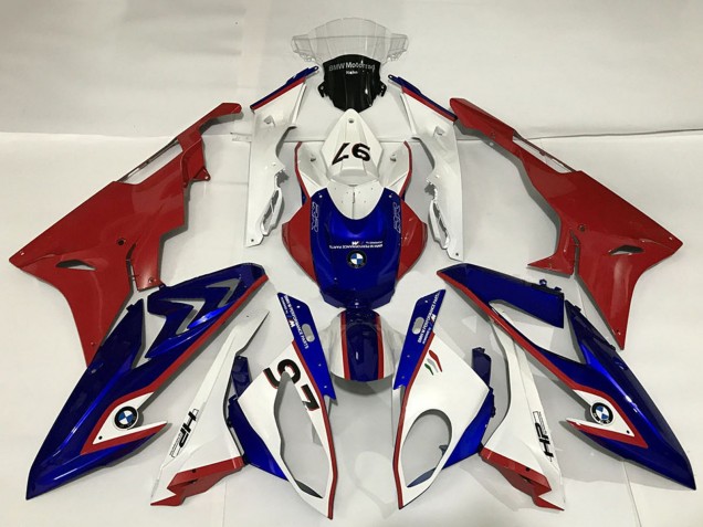 Carénages Moto BMW S1000RR 2015-2016 - Blanc Rouge Bleu