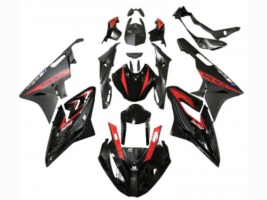 Carénages Moto BMW S1000RR 2015-2016 - Rouge Noir Brillant Noir Mat