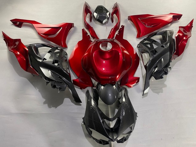 Carénages Moto Kawasaki ZX6R 2023-2025 - Rouge Fibre de Carbone