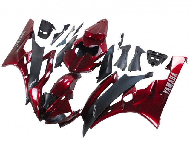 Carénage Moto Yamaha YZF 600 R6 2006-2007 - Rouge Noir Mat