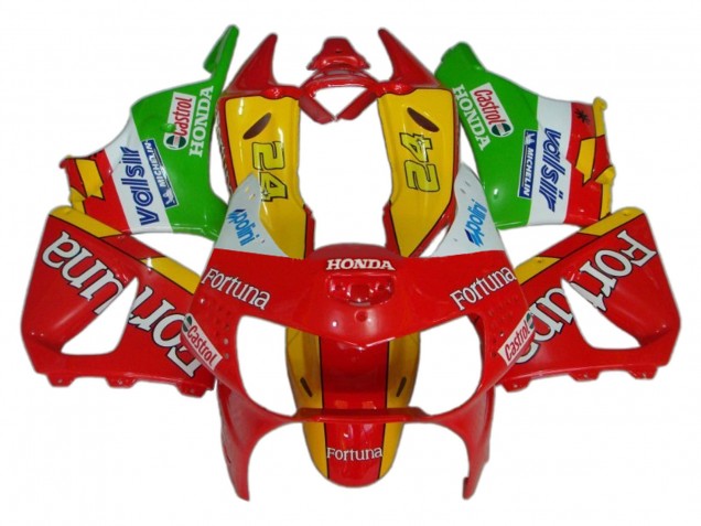 Carénages Moto Honda CBR900RR 919 1998-1999 - Rouge Jaune Vert Blanc Fortuna Castrol