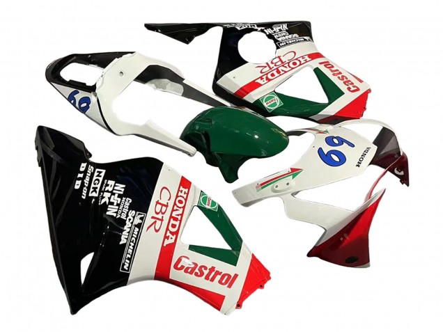 Carénages Moto Honda CBR900RR 954 2002-2003 - Blanc Rouge Vert Noir Brillant Castrol