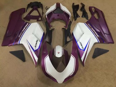 Carénages Moto Ducati 848 2007-2014 - Blanc Bleu Violet Corse