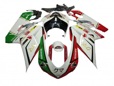 Carénages Moto Ducati 848/1098/1198 2007-2014 - Blanc Rouge Vert Accossato