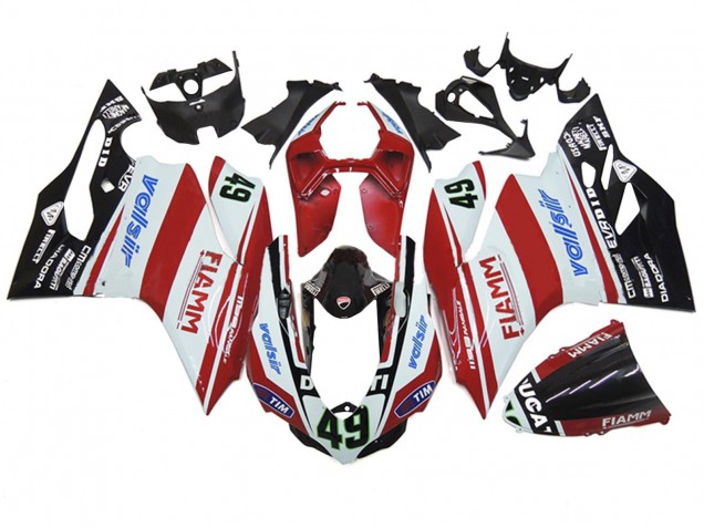 Carénages Moto Ducati 1199 2011-2014 - Blanc Rouge Noir Brillant Valsir Fiamm 49