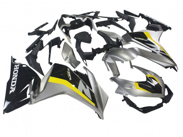 Carénages Moto Honda CBR500R 2022-2023 - Argent Jaune Noir Brillant