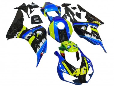 Carénages Moto Honda CBR1000RR 2006-2007 - Bleu Fluorescent Vert Noir Brillant Requin 46