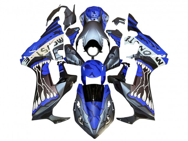 Carénages Moto Honda CBR1000RR 2017-2023 - Bleu Gris Noir Brillant Monstre