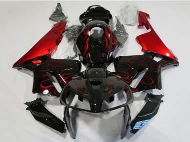 Carénage Moto Honda CBR600RR 2005-2006 - Noir Brillant Rouge Flamme