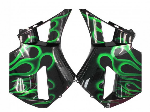 Carénages Moto Honda CBR600RR 2005-2006 - Noir Brillant Vert Flamme