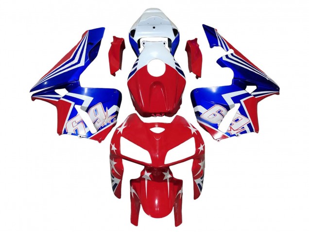 Carénages Moto Honda CBR600RR 2005-2006 - Rouge Blanc Bleu 69