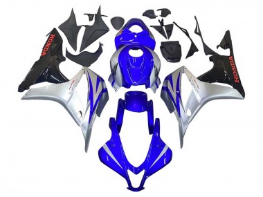 Carénages Moto Honda CBR600RR 2007-2008 - Argent Bleu Noir Brillant Courses