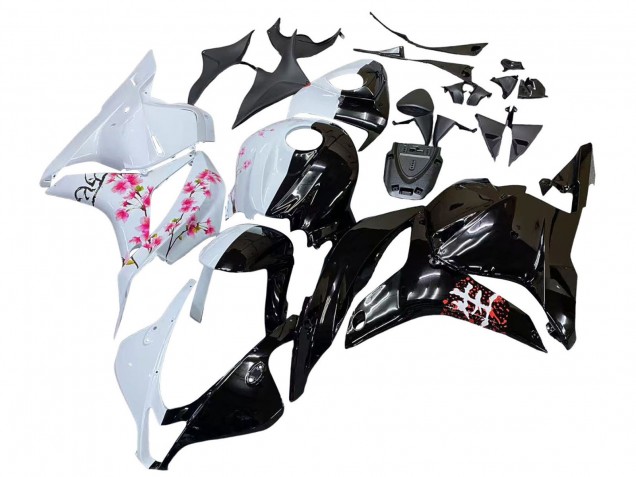 Carénages Moto Honda CBR600RR 2009-2012 - Blanc Fleur de cerisier Noir Brillant
