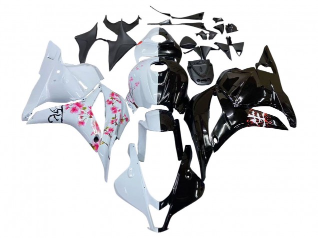 Carénages Moto Honda CBR600RR 2009-2012 - Blanc Fleur de cerisier Noir Brillant