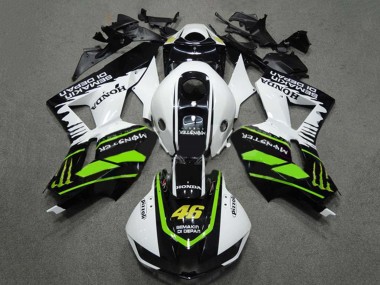 Carénages Moto Honda CBR600RR 2009-2012 - Blanc Vert Noir Brillant Semakin Didepan Monstre 46