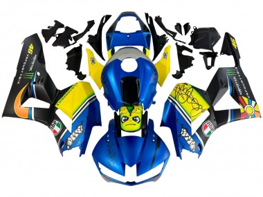 Carénages Moto Honda CBR600RR 2013-2023 - Bleu Jaune Noir Mat Vert Monstre Requin