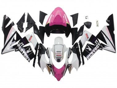 Carénages Moto Kawasaki ZX10R 2004-2005 - Noir Rose Blanc Playboy Motul