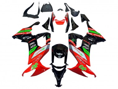 Carénages Moto Kawasaki ZX10R 2008-2010 - Rouge Vert Noir