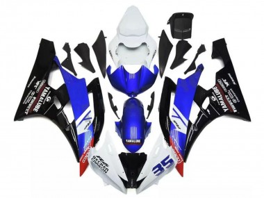 Carénages Moto Yamaha YZF R6 2006-2007 - Blanc Bleu Noir Brillant Yamalube Becker Carbon