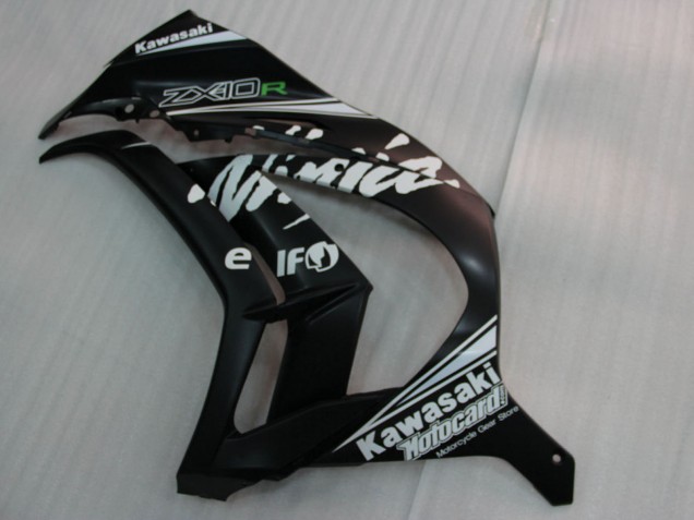 Carénages Moto Kawasaki ZX10R 2011-2015 - Noir Brillant Blanc Elf Neige Décalque