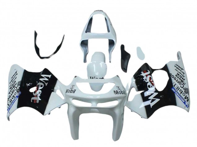 Carénages Moto Kawasaki ZX6R 1998-1999 - Blanc Noir West Mobil