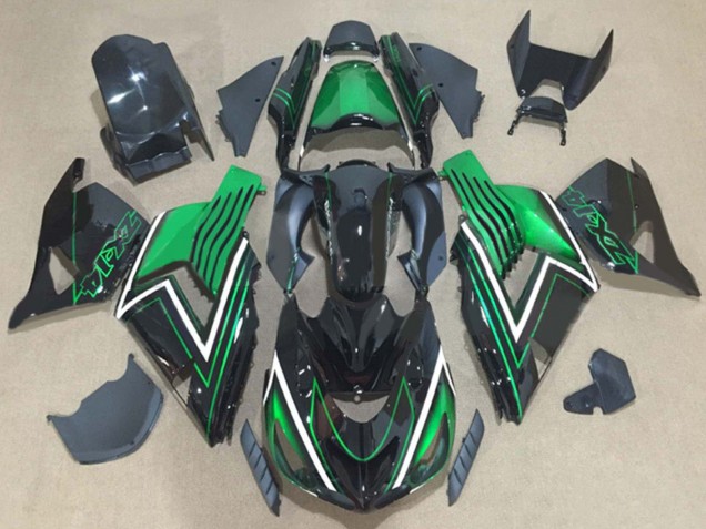 Kits Carénage Moto Kawasaki ZX14R ZZR1400 2006-2011 - Vert Noir Brillant