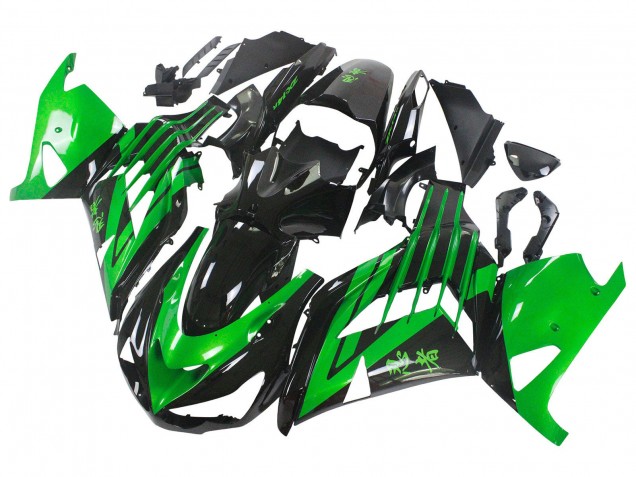 Kits Carénage Moto Kawasaki ZX14R ZZR1400 2012-2024 - Vert Noir Brillant