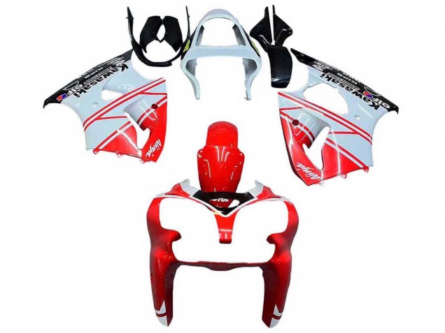 Carénages Moto Kawasaki ZX6R 2000-2002 - Blanc Rouge Noir