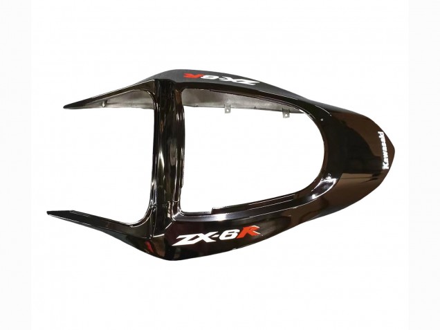Carénages Moto Kawasaki ZX6R 2003-2004 - Noir Brillant Rouge Flamme