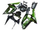 Carénages Moto Kawasaki ZX6R 2003-2004 - Noir Brillant Vert Flamme