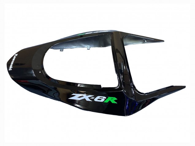 Carénages Moto Kawasaki ZX6R 2003-2004 - Noir Brillant Vert Flamme
