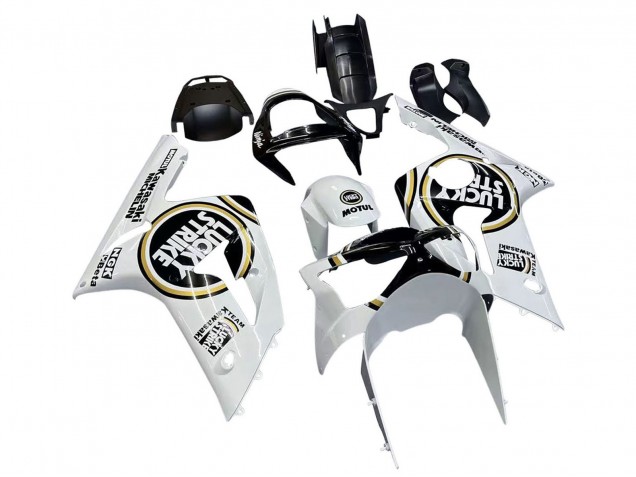 Carénages Moto Kawasaki ZX6R 2003-2004 - Blanc Noir Motul Lucky Strike