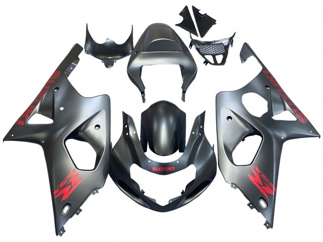 Carénages Moto Suzuki GSXR1000 2000-2002 - Gris Mat Rouge Décalque