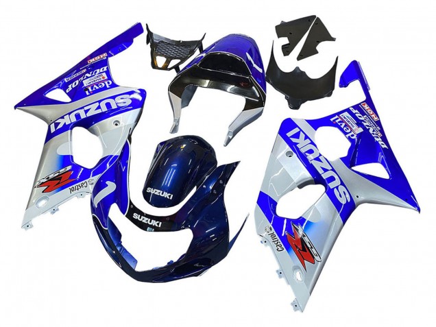 Carénages Moto Suzuki GSXR1000 2000-2002 - Bleu Blanc Argent Castrol Dunlop