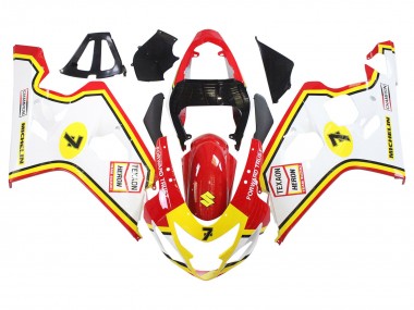 Carénages Moto Suzuki GSXR 600 / GSXR 750 2004-2005 - Blanc Rouge Jaune Michelin Texaon Heron 7