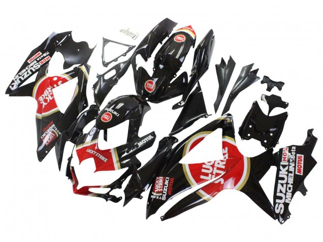 Carénages Moto Suzuki GSXR 600 / GSXR 750 2008-2010 - Noir Brillant Rouge Blanc Motul Lucky Strike