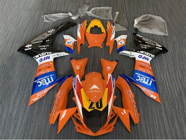 Carénages Moto Suzuki GSXR 600 / GSXR 750 2008-2010 - Orange Bleu Blanc Noir ITEC