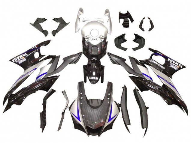 Carénages Moto Yamaha YZF R3/R25 2019-2021 - Argent Noir Brillant Fibre de Carbone Style