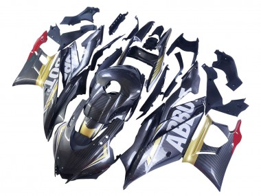 Carénages Moto Yamaha YZF R3/R25 2022-2024 - Noir Fibre de Carbone Style Or Rouge ABBOT