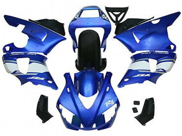 Carénages Moto Yamaha YZF 1000 R1 1998-1999 - Bleu Blanc Noir Brillant