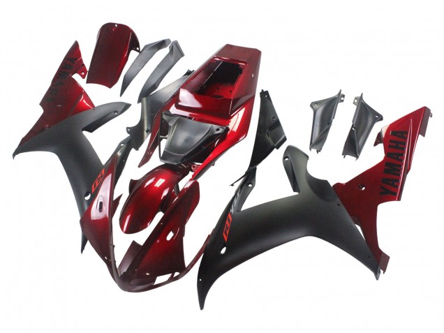 Kits Carénage Moto Yamaha YZF 1000 R1 2002-2003 - Rouge Noir Mat
