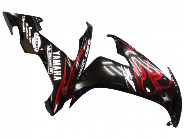 Carénages Moto Yamaha YZF 1000 R1 2004-2006 - Noir Brillant Rouge Flamme