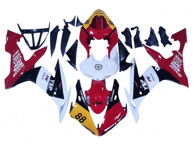 Carénages Moto Yamaha YZF 1000 R1 2004-2006 - Jaune Rouge Blanc Noir YSP 88