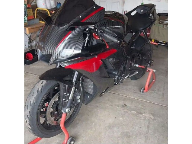 Carénages Moto Yamaha YZF 1000 R1 2020-2025 - Noir Fibre de Carbone Rouge