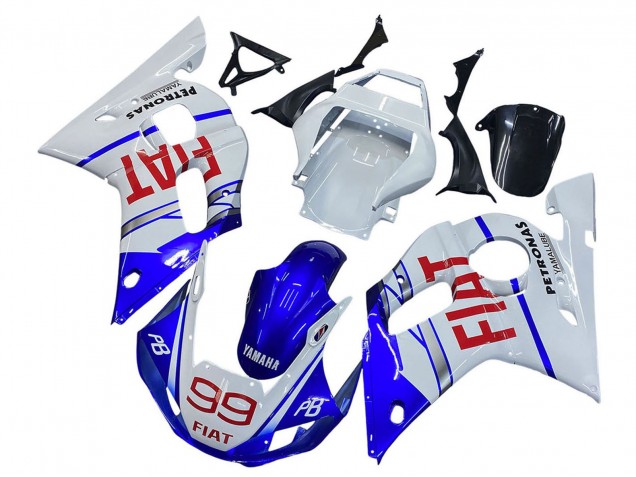 Carénages Moto Yamaha YZF 600 R6 1998-2002 - Blanc Bleu Rouge Fiat 99